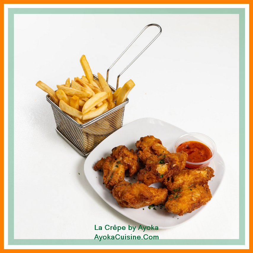 Chicken wings with fries ($15 for 10 pcs)